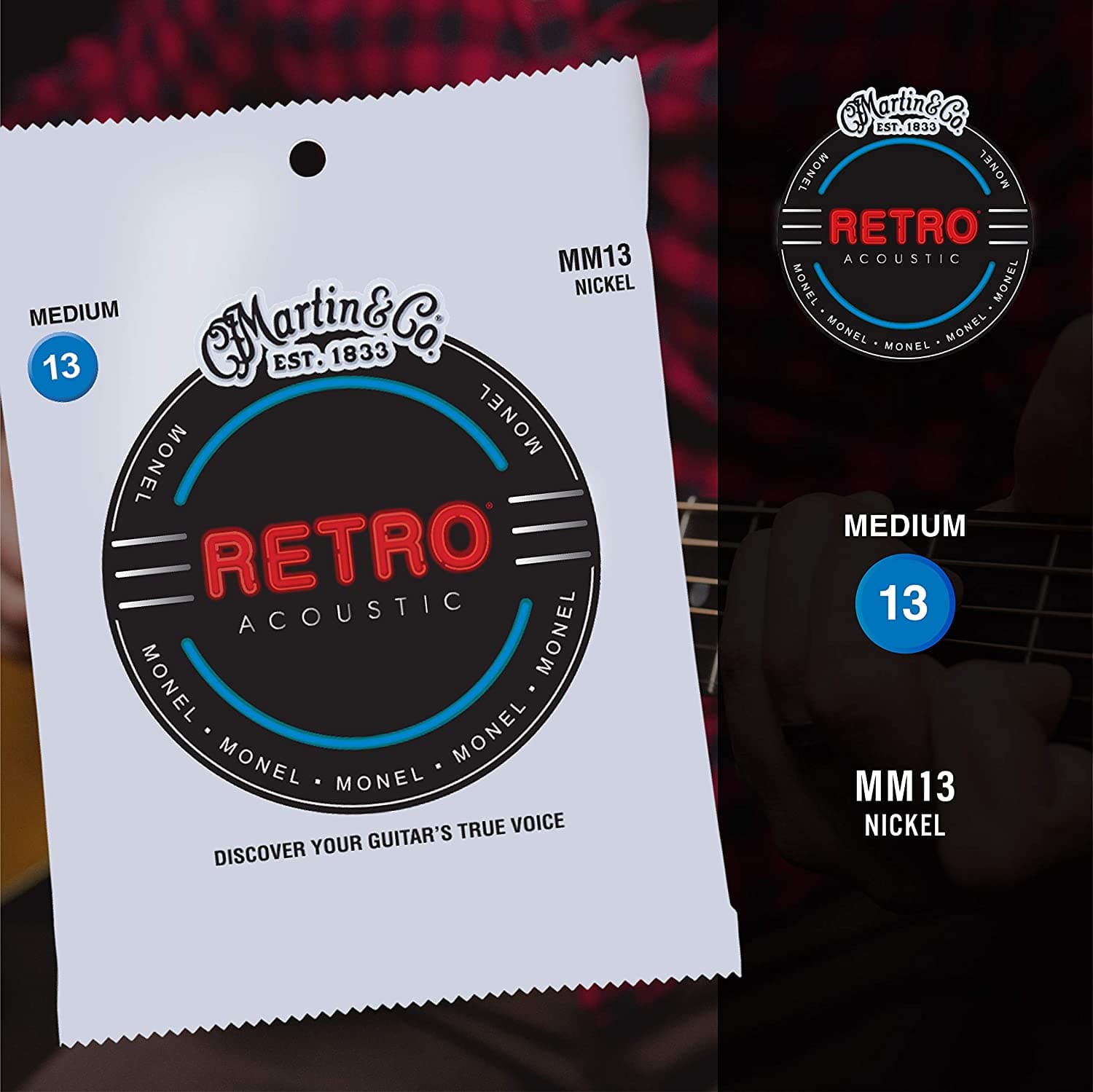 Martin Strings MM13 Retro Monel Acoustic Guitar Strings - Medium / Light - 13-56