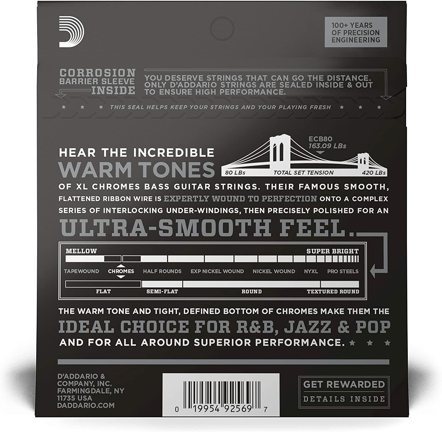 D'Addario ECB80 Chromes Bass Strings Light Long Scale - 40-95