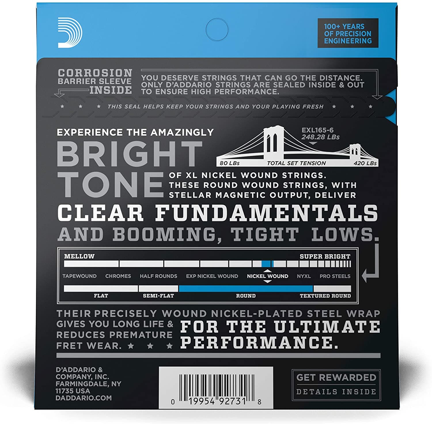 D'Addario EXL165-6 Nickel Wound 6-String Bass Guitar Strings - Regular Light - 32-135