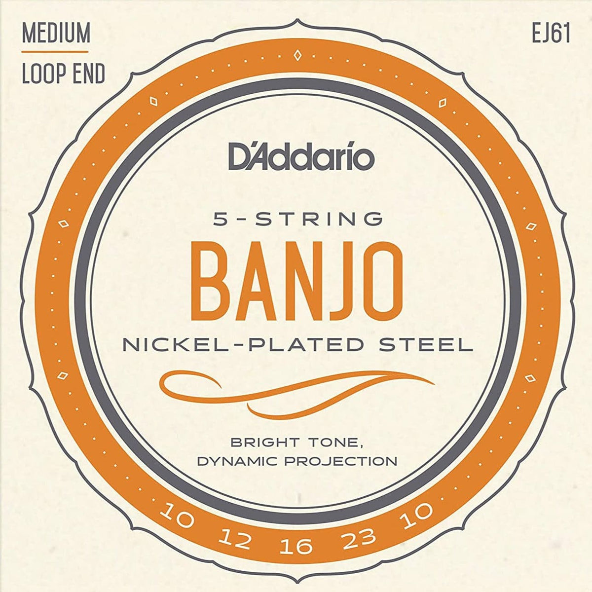 D'Addario EJ61 Nickel Wound 5 String Banjo Strings - Medium 10-23