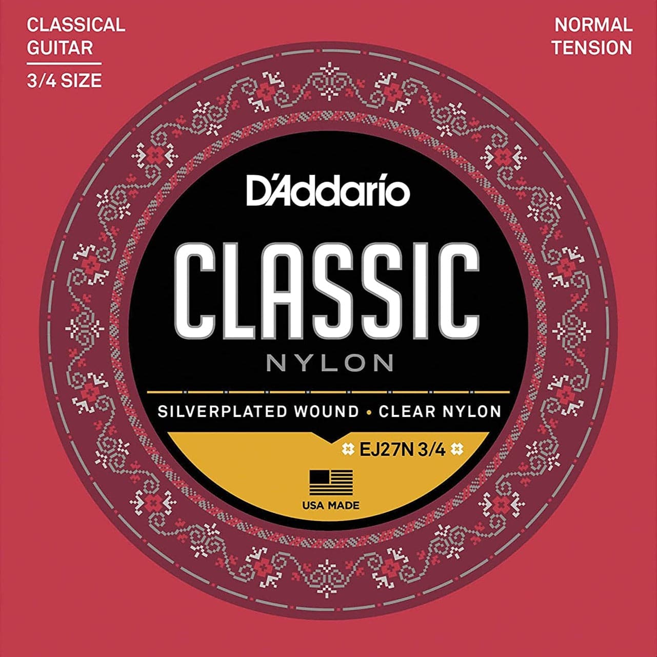 D'Addario EJ27N 3/4 Student Nylon Fractional Classical Guitar Strings - Normal Tension