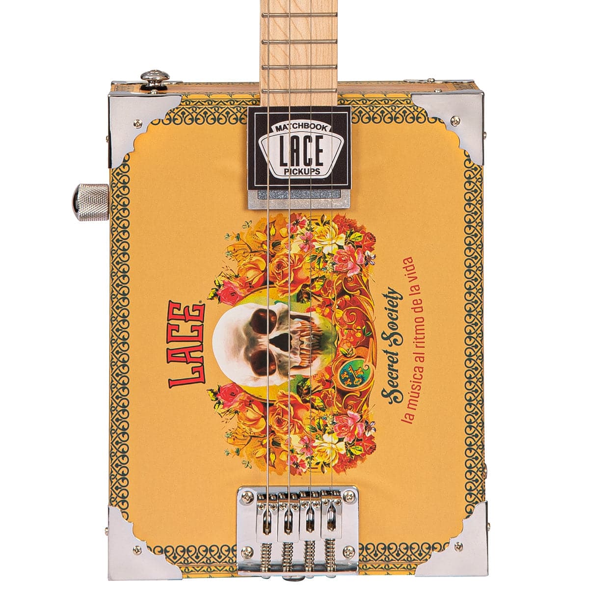 Lace Cigar Box Electric Guitar ~ 4 String ~ Secret Society