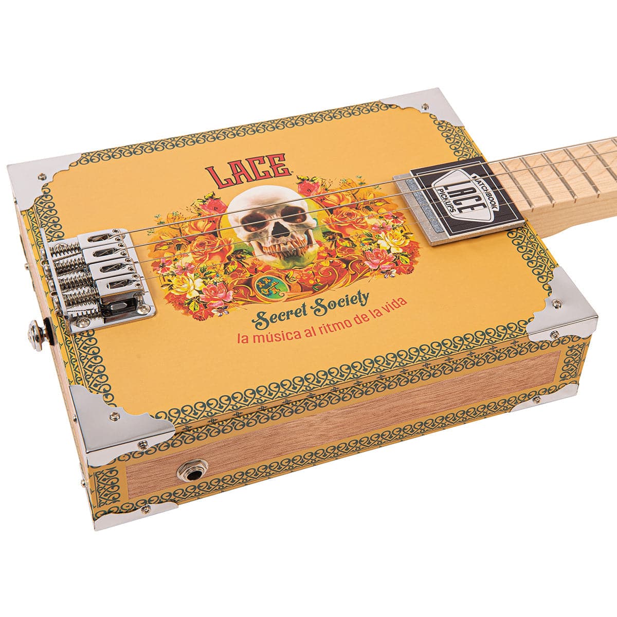 Lace Cigar Box Electric Guitar ~ 4 String ~ Secret Society