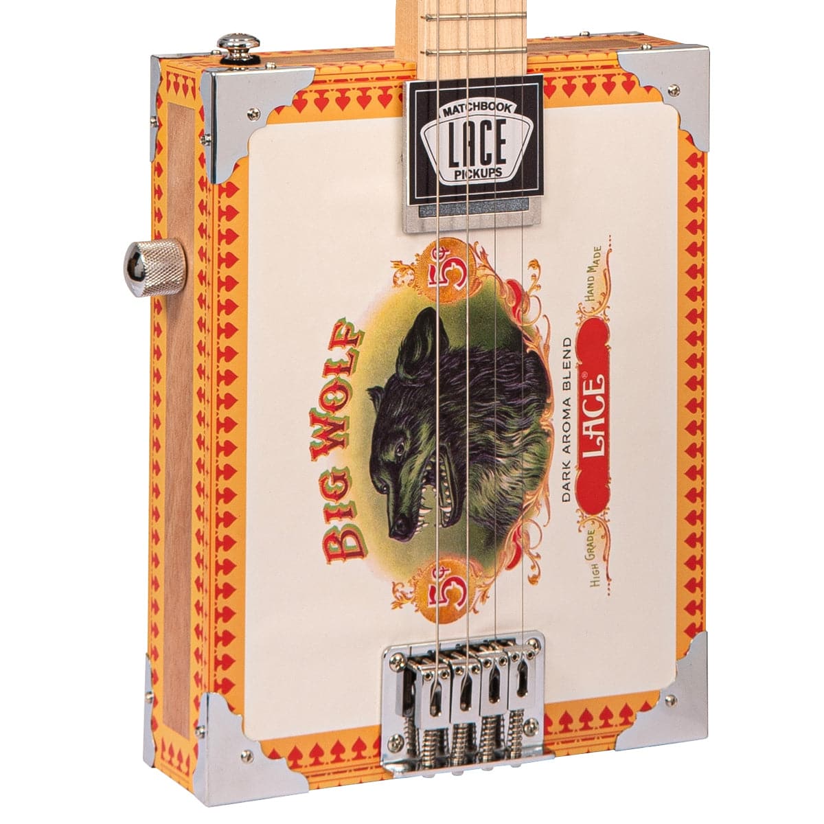 Lace Cigar Box Electric Guitar ~ 4 String ~ Big Wolf