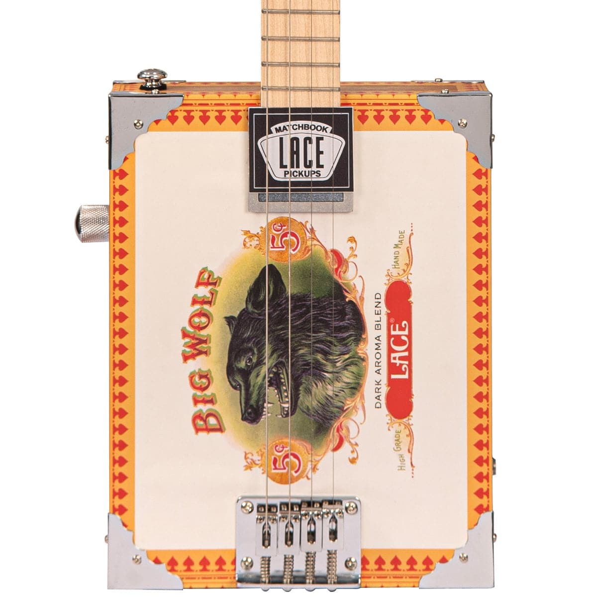 Lace Cigar Box Electric Guitar ~ 4 String ~ Big Wolf