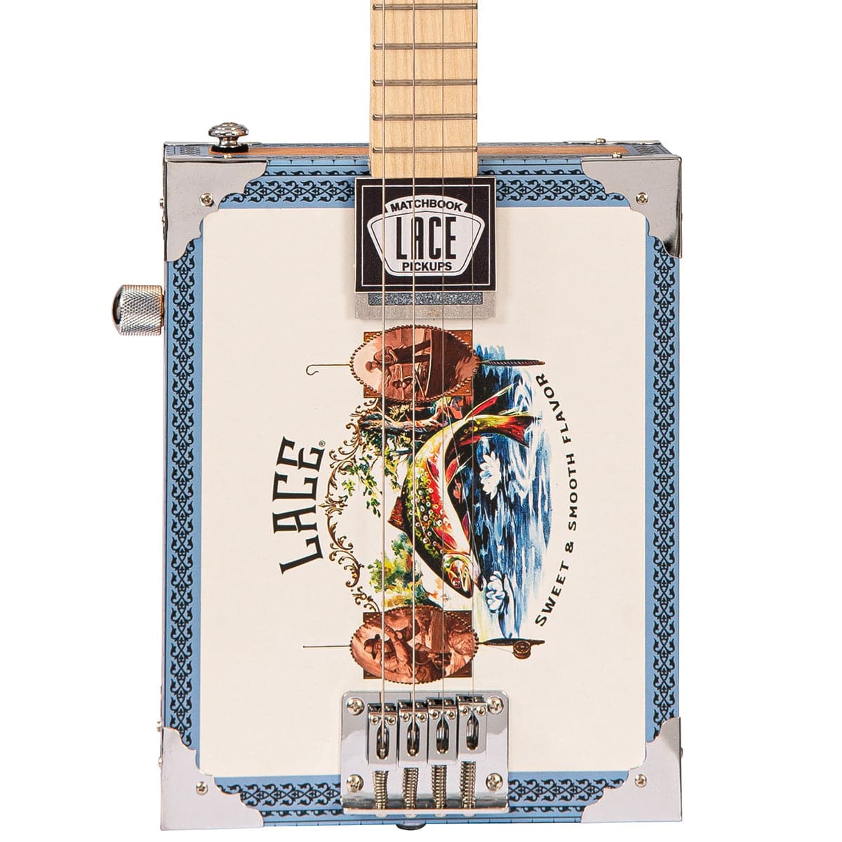 Lace Cigar Box Electric Guitar ~ 4 String ~ Gone Fishin'