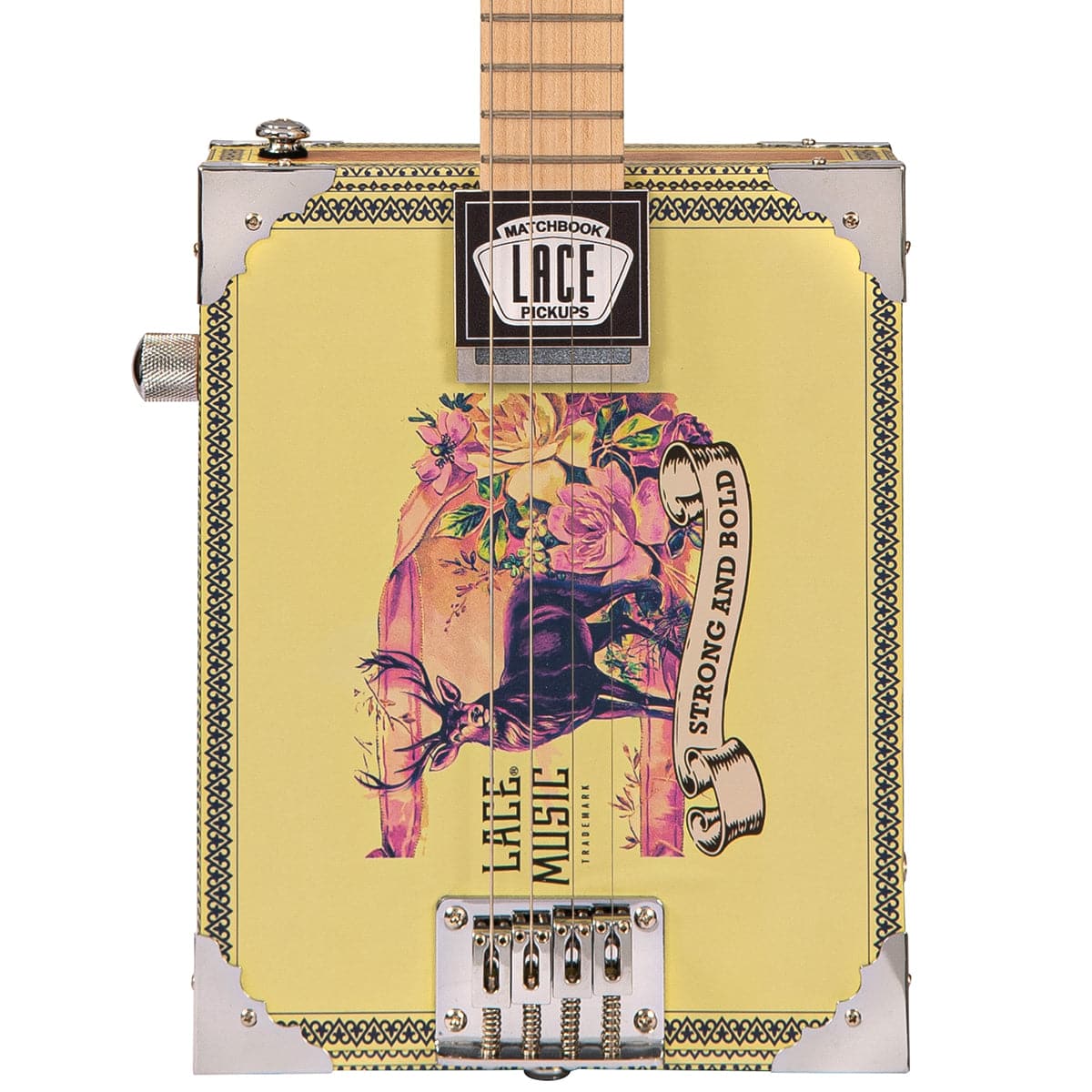 Lace Cigar Box Electric Guitar ~ 4 String ~ Deer Crossing