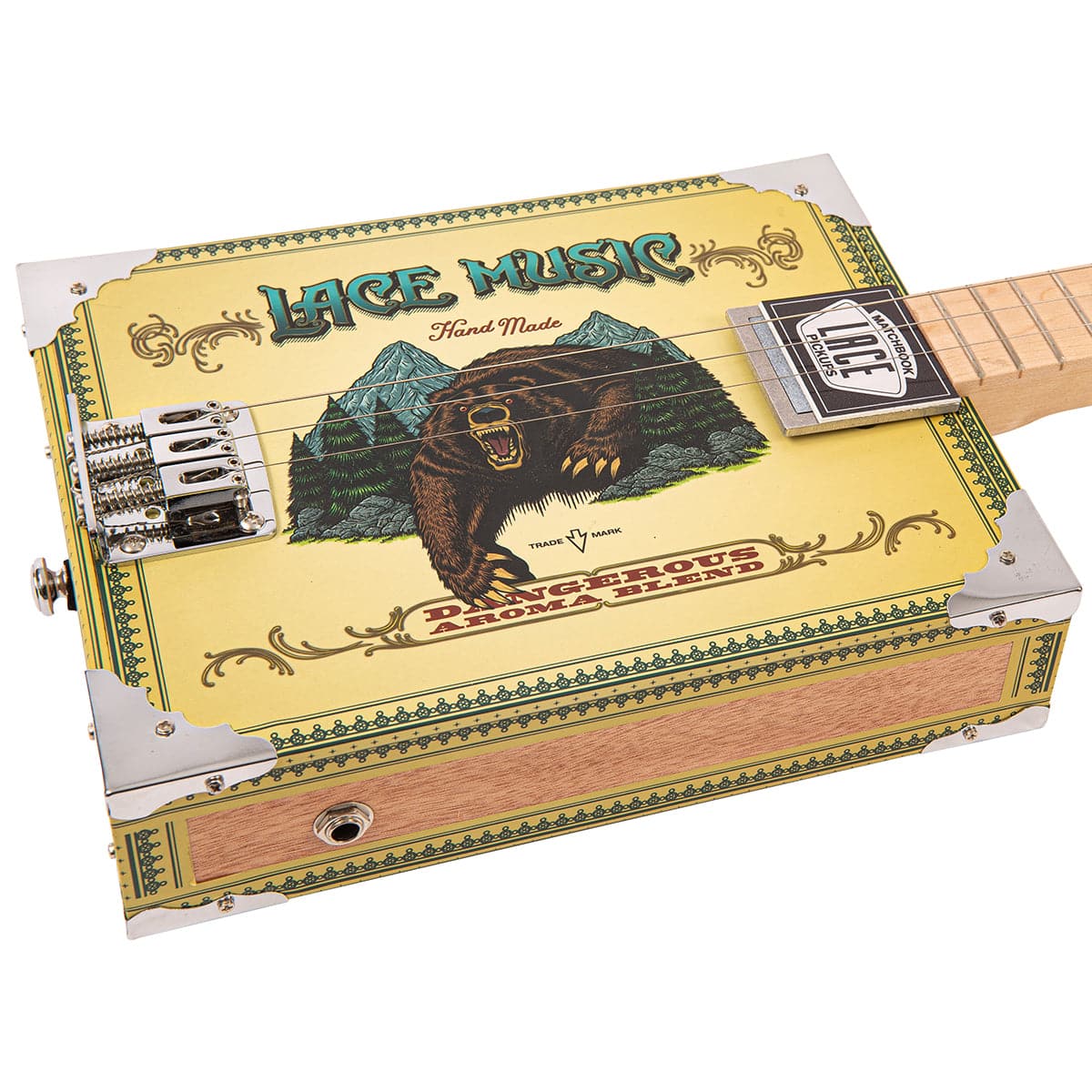 Lace Cigar Box Electric Guitar ~ 3 String ~ Grizzly Bear