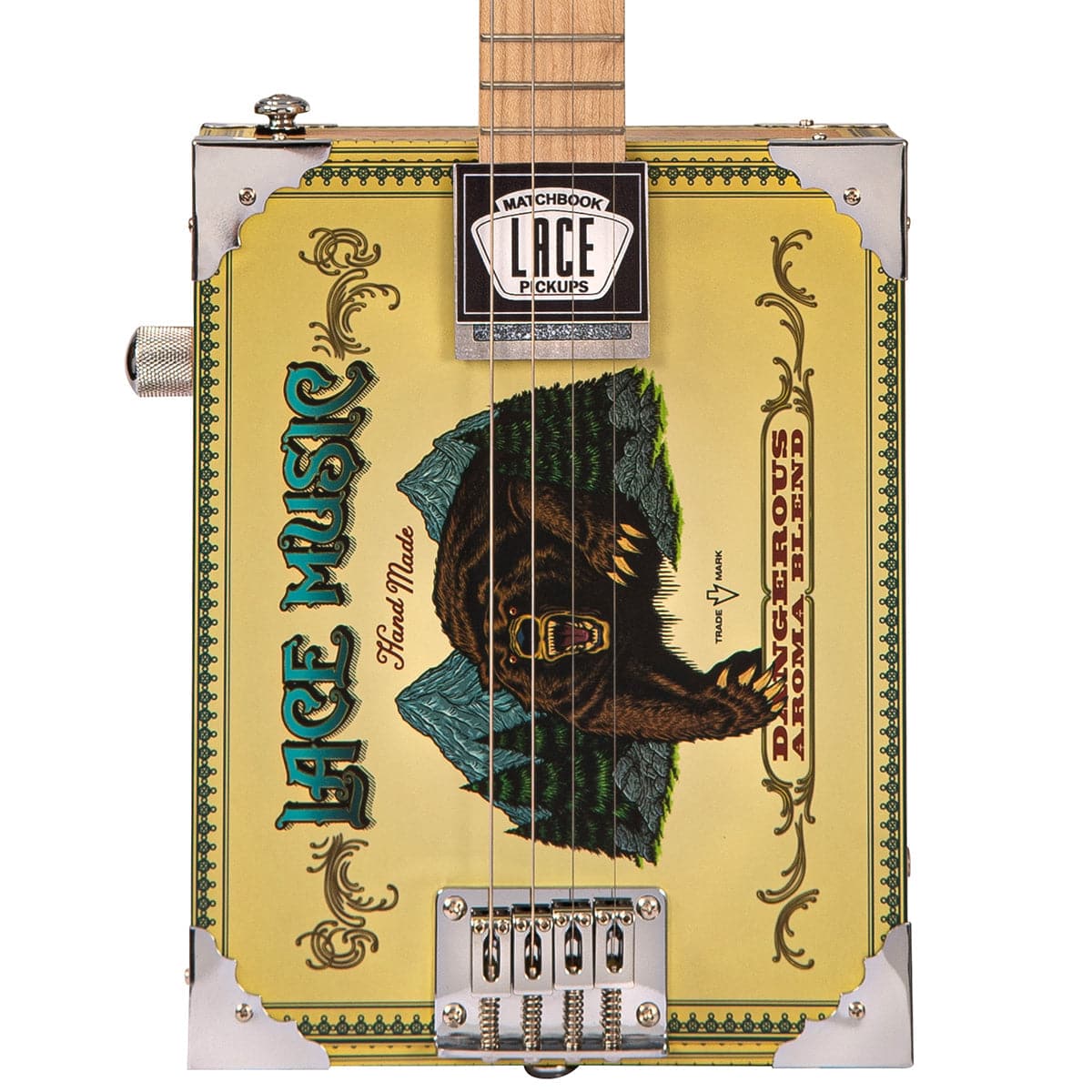 Lace Cigar Box Electric Guitar ~ 4 String ~ Grizzly Bear