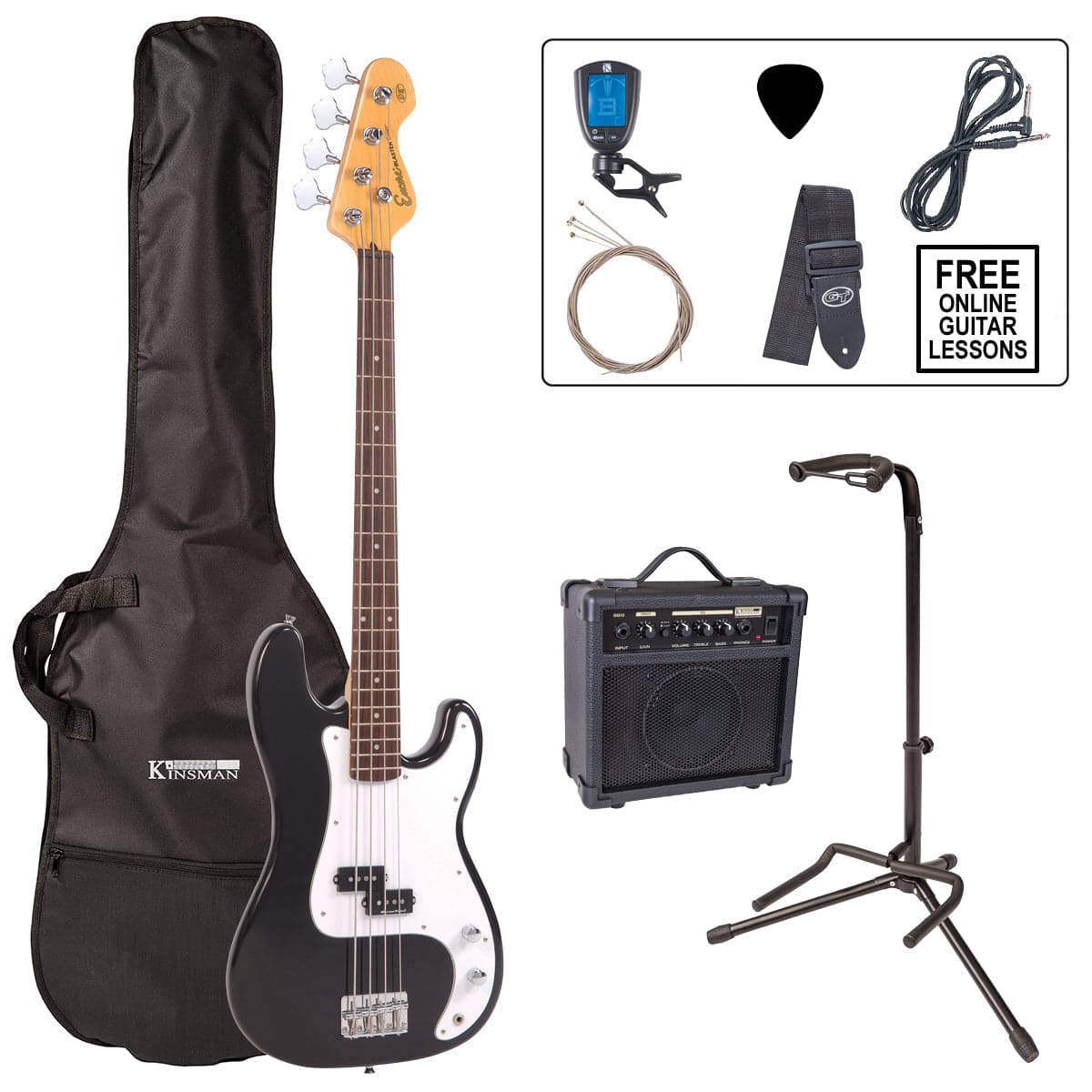 Encore E4 Bass Guitar Pack ~ Black