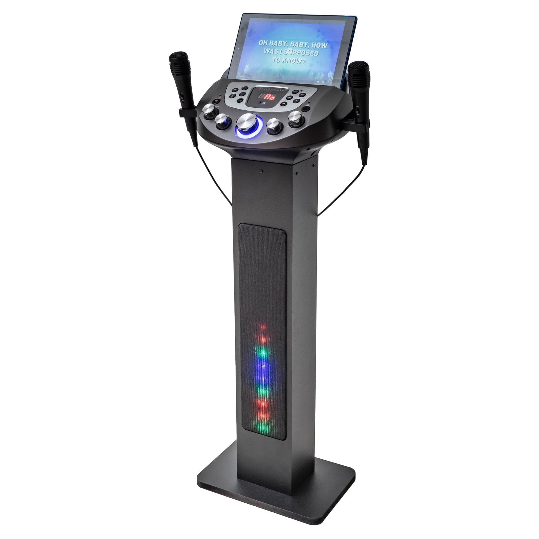Easy Karaoke Smart Bluetooth® Pedestal Karaoke System with Light Effects + 2 Mics