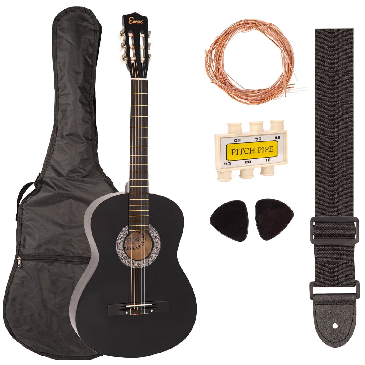 Encore Full Size Classic Guitar Pack ~ Black