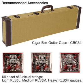 Lace Cigar Box Electric Guitar ~ 3 String ~ Gone Fishin'