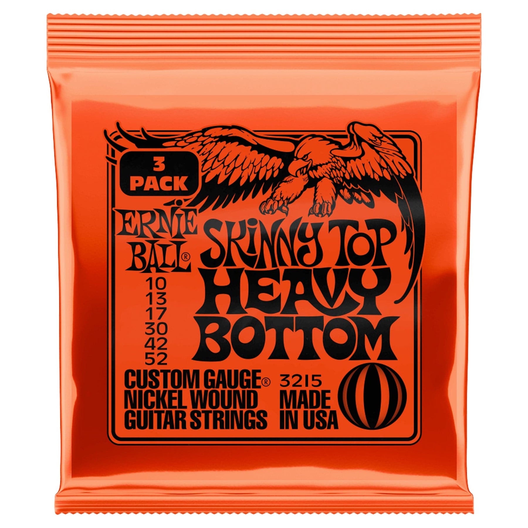 Ernie Ball Skinny Top Heavy Bottom Electric Guitar Strings 3215 - 10-52 - 3 Pack