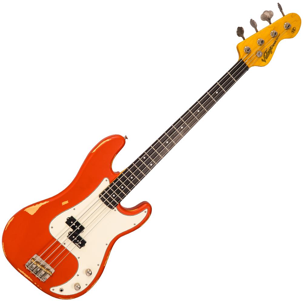 Vintage V4 ICON Bass Distressed Firenza Red