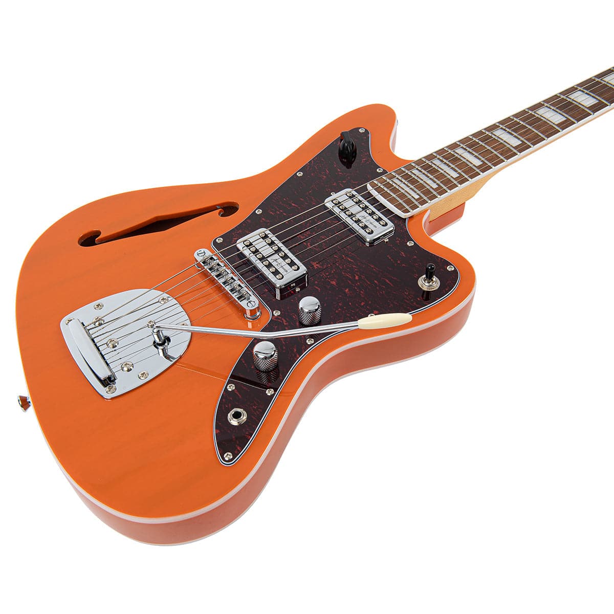 Vintage REVO Series 'Surfmaster' Thinline Twin Electric Guitar ~ Trans Orange