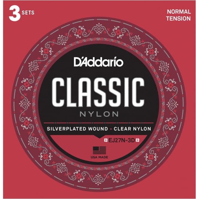 D'Addario EJ27N 3 Pack - Classic Nylon Classical Guitar Strings Normal Tension 28-43