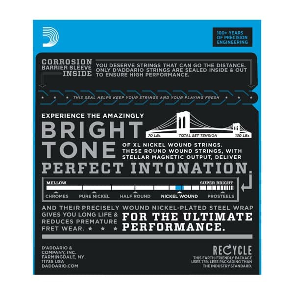 D'Addario EXL110+ XL Electric Guitar Strings - Regular Light Plus - 10.5-48