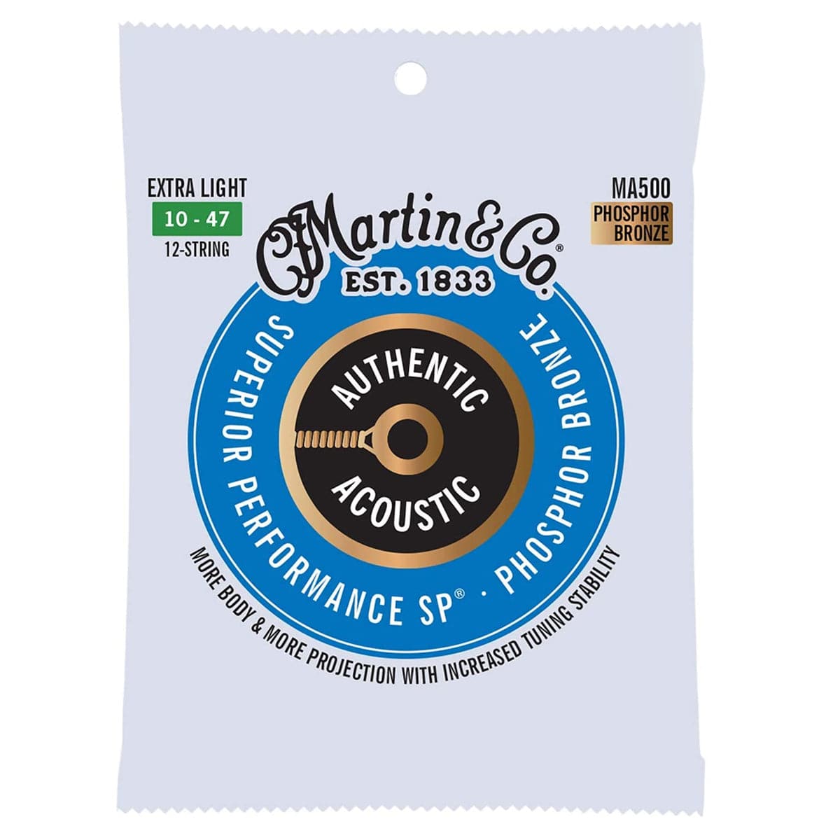 Martin Strings MA500 Phosphor Bronze Acoustic Guitar Strings 12 String Light 10-47