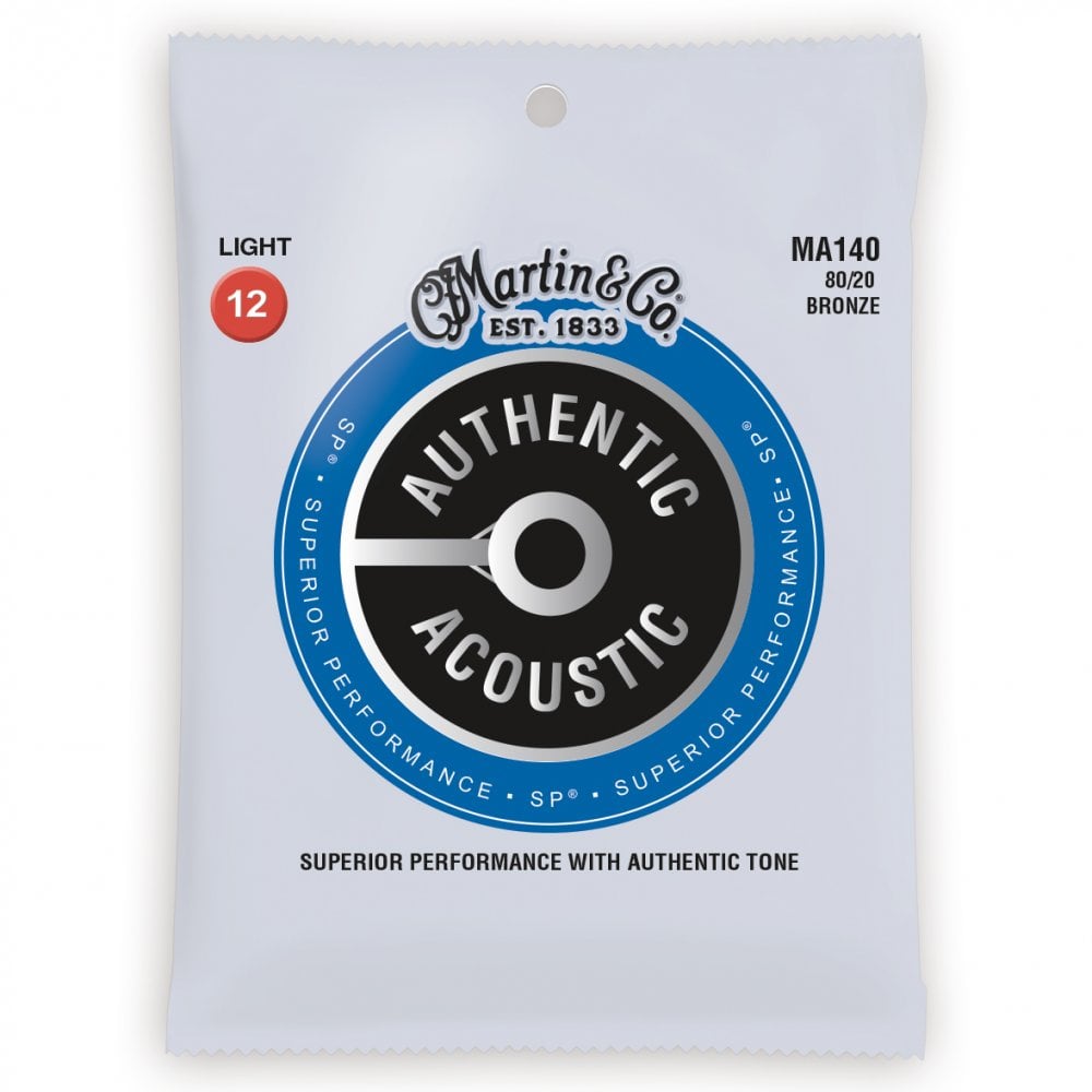 Martin Strings MA140 SP 80/20 Bronze Authentic Acoustic Guitar Strings Light 12-54