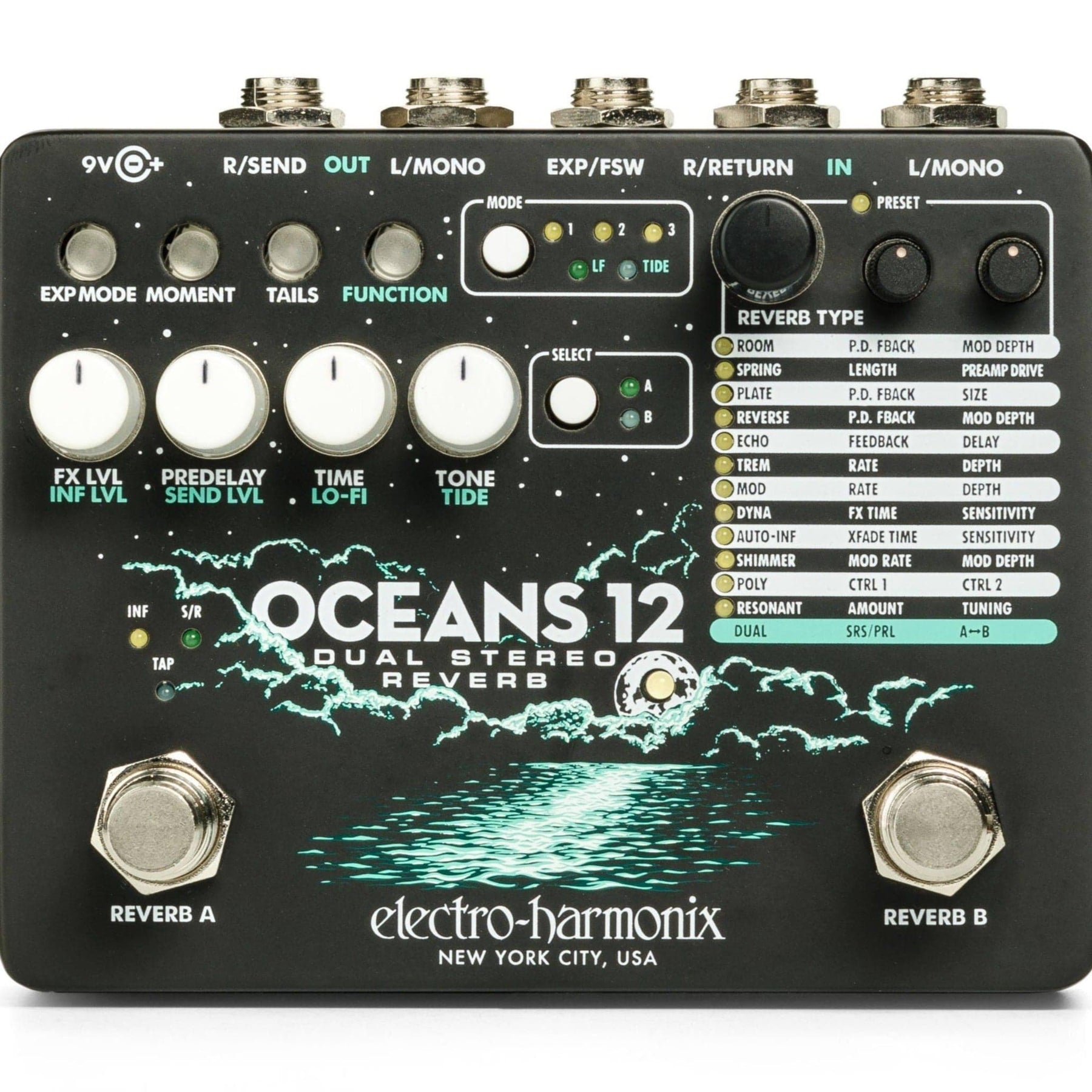 Electro-Harmonix Oceans 12 Dual Stereo Reverb Pedal