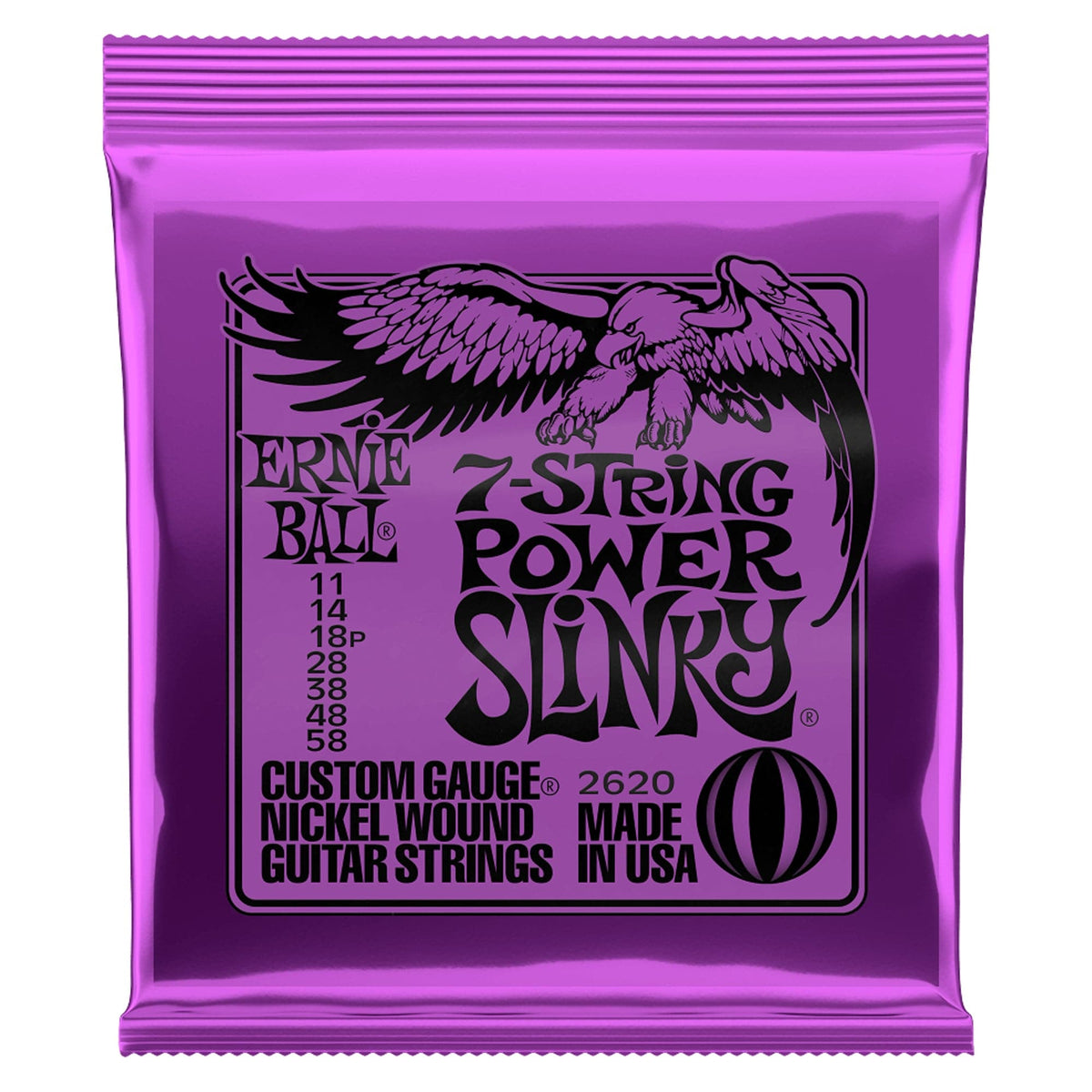 Ernie Ball 2620 7-String Power Slinky Electric Guitar Strings 11-58