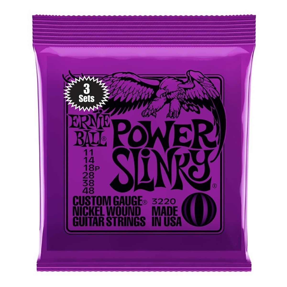 Ernie Ball Power Slinky Electric Guitar Strings - 11-48 - 3 Pack