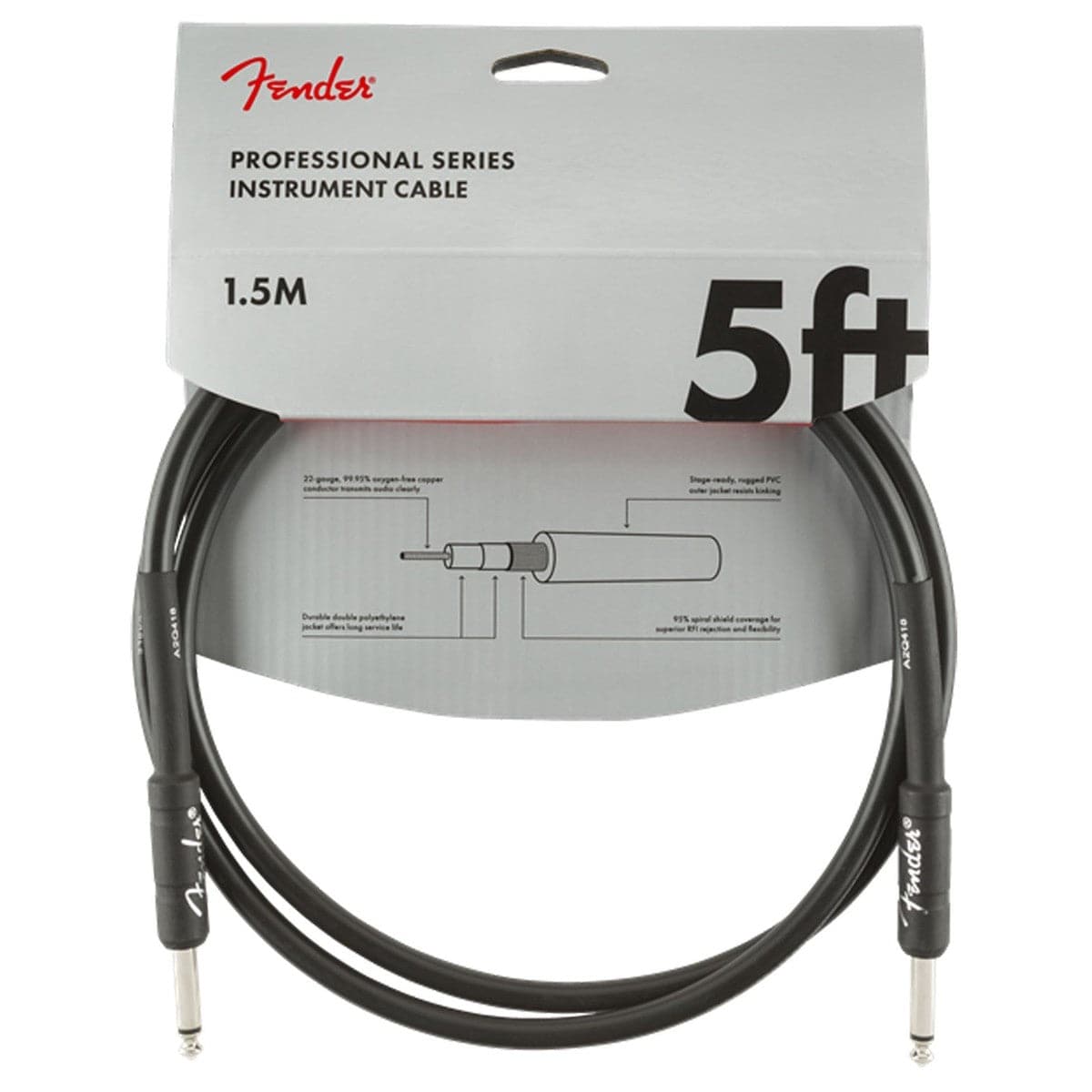 Fender Professional Series Instrument Cable - 1.5m 5ft - Black