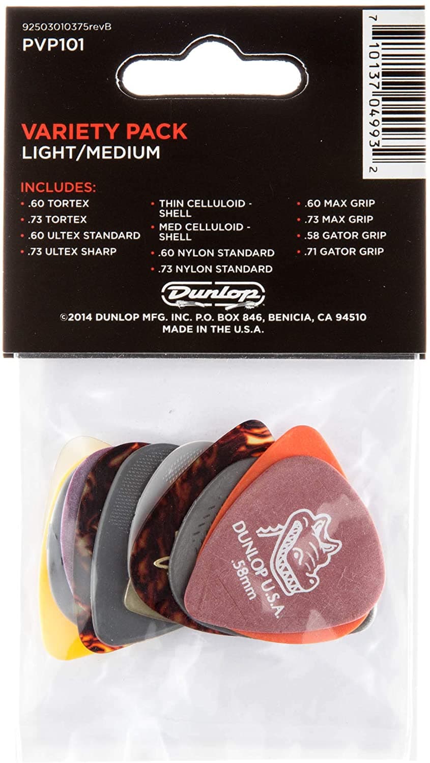 Jim Dunlop PVP101 Plectrum Variety Players 12 Pack - Medium / Light