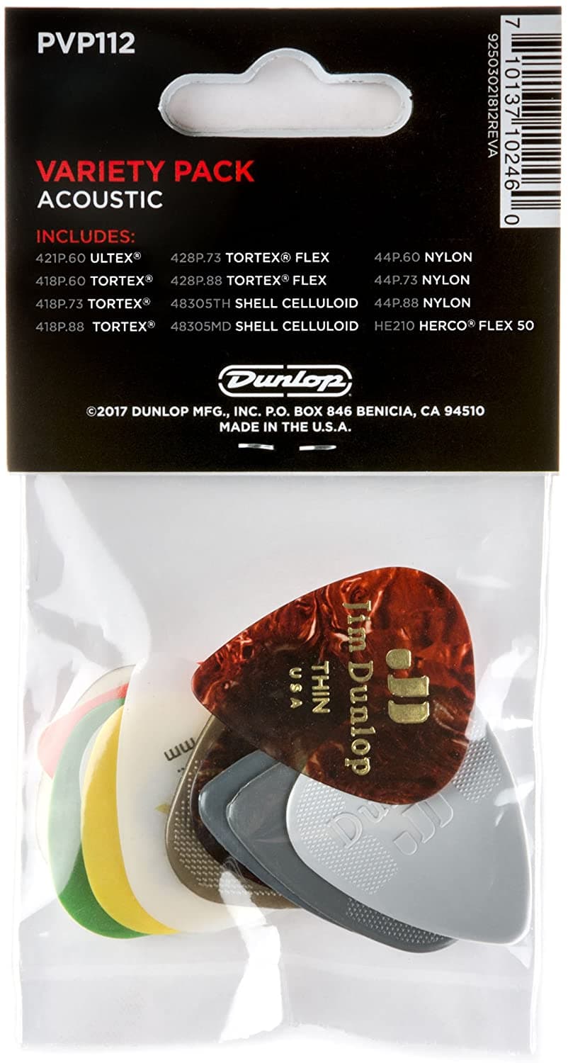 Jim Dunlop PVP112 Acoustic Plectrum Variety Pack - 12 Pack