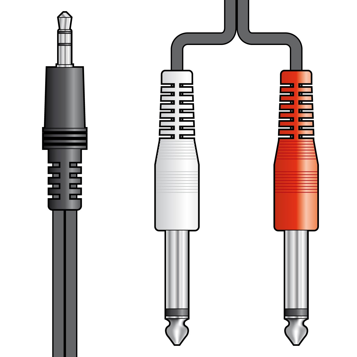 AV:Link 3.5mm Stereo Plug to 2 x 6.3mm Mono Plugs Lead Black - 1.2m