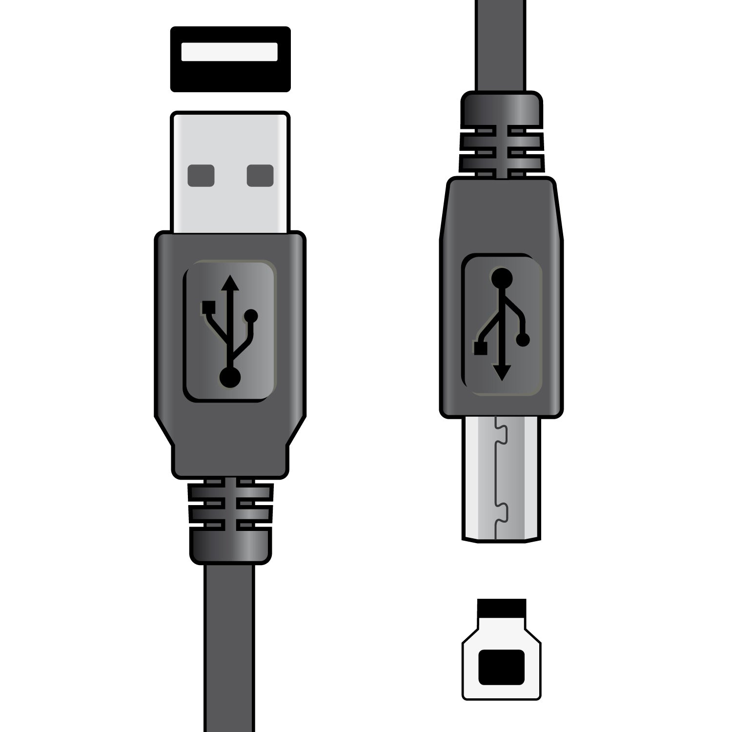 AV:Link USB 2.0 Type A Plug to Type B Plug Leads Black - 1.5m