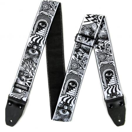 Jim Dunlop ILD04 I Love Dust Strap Skulls Black and White