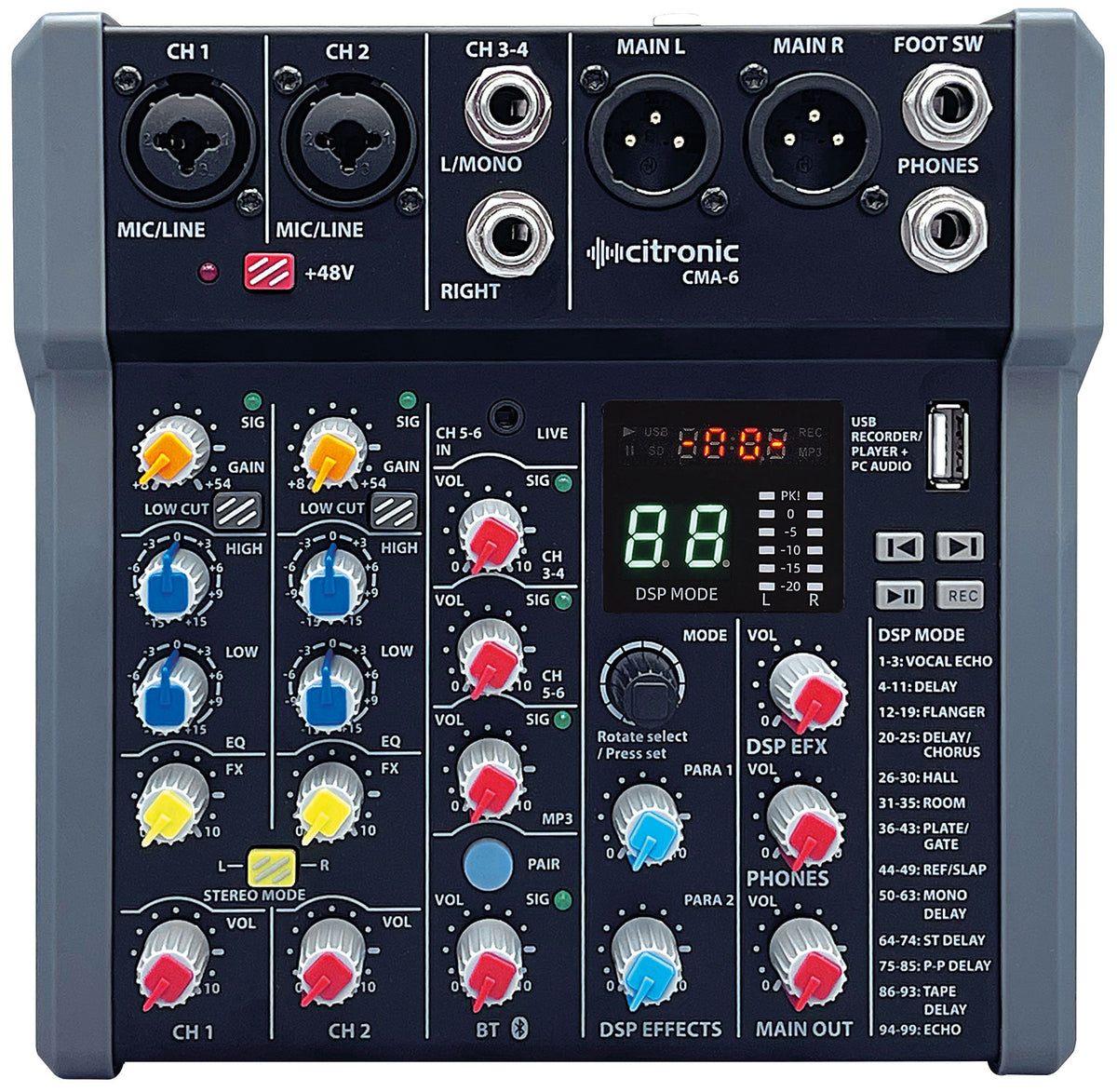 Citronic - CMA-6 Compact Mixer with DSP FX and BT/USB
