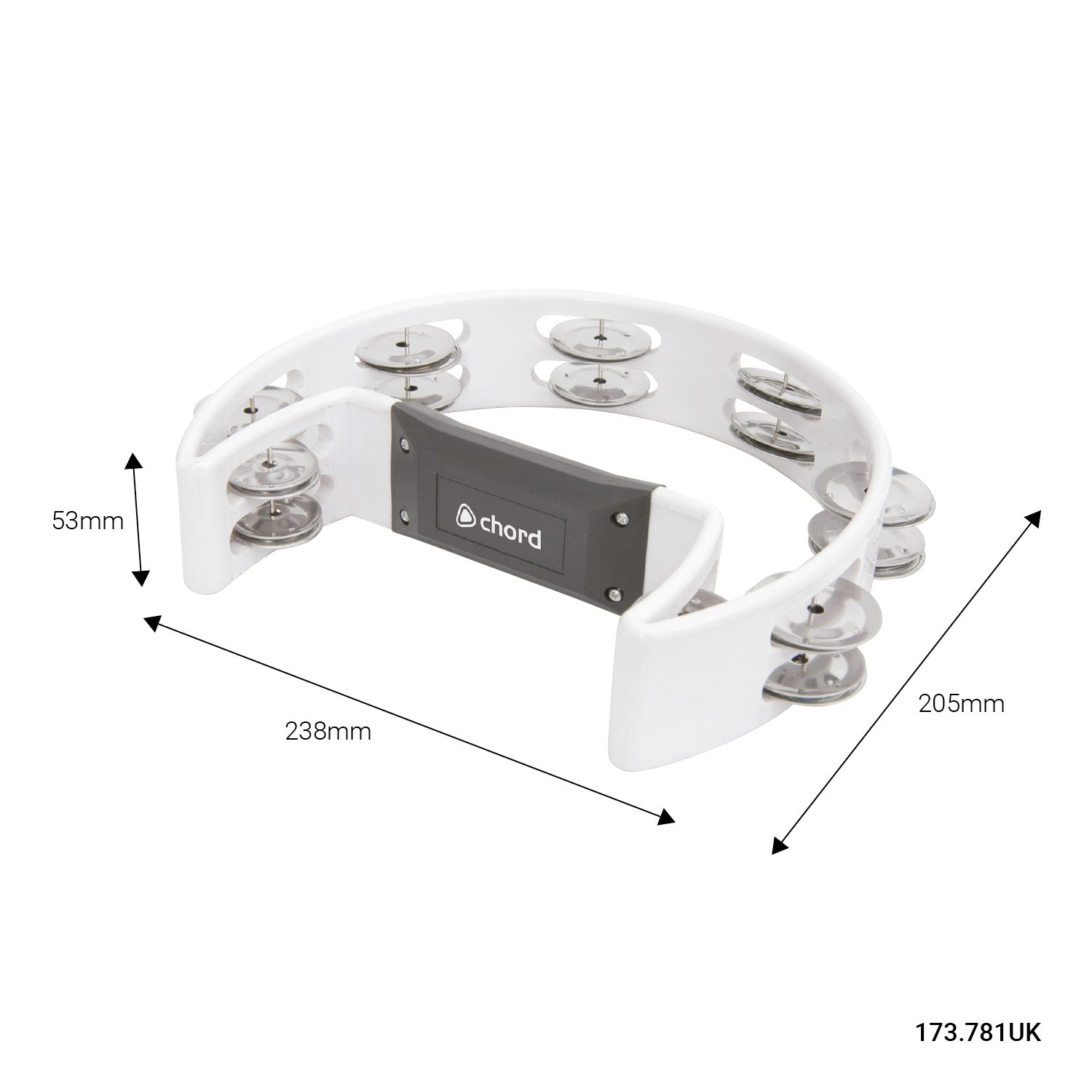 Chord Tambourine - Single D white