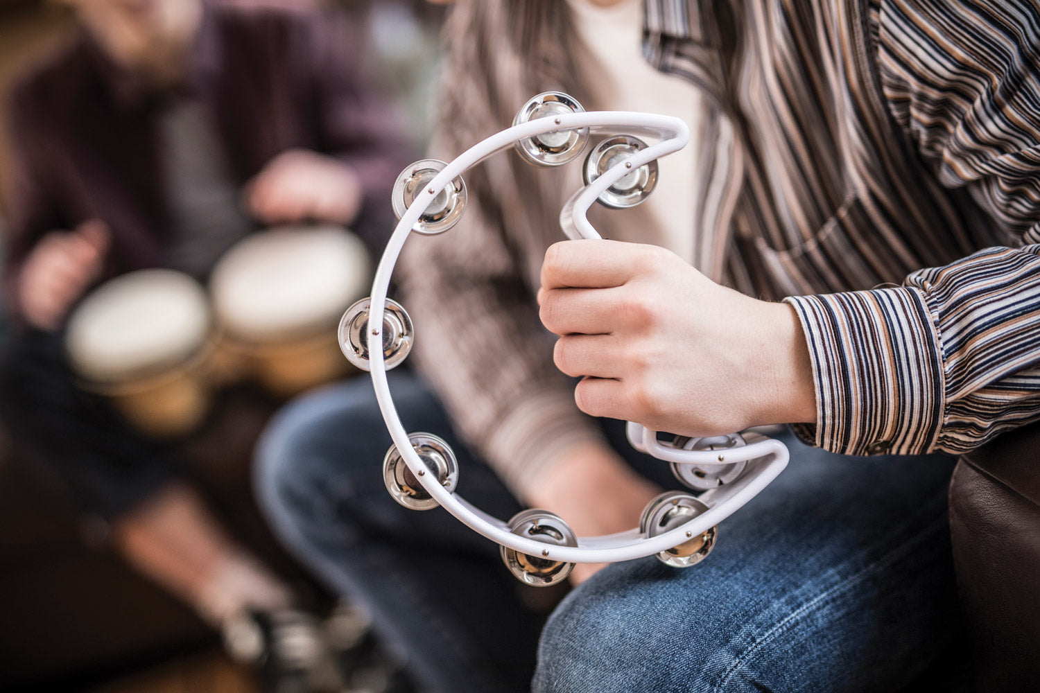 Chord Tambourine - Single D white