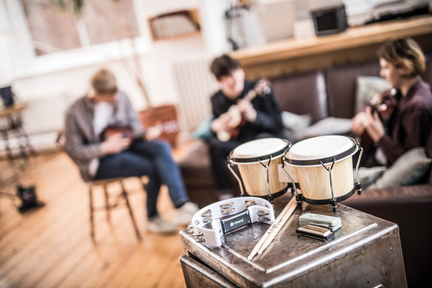 Chord Tambourine - Single D white