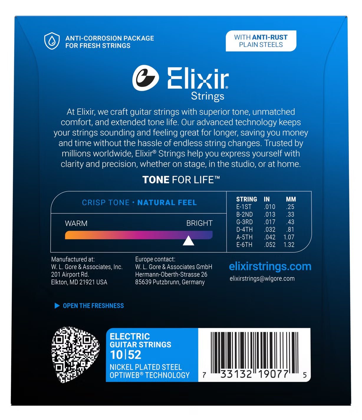 Elixir 19077 OPTIWEB Coated Electric Guitar Strings - Light/Heavy - 10-52