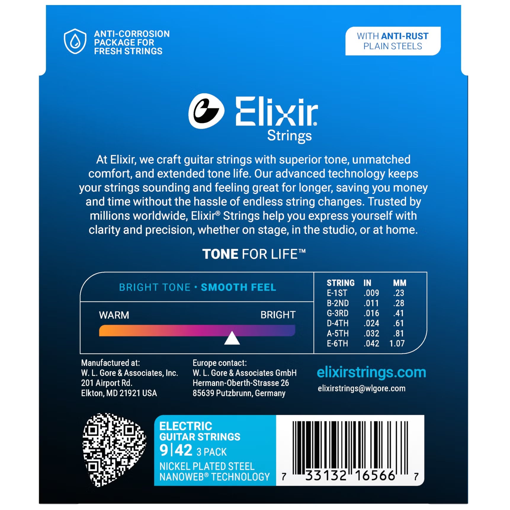 Elixir 16540 3-Pack Nanoweb Super Light Coated Electric Strings 09-42