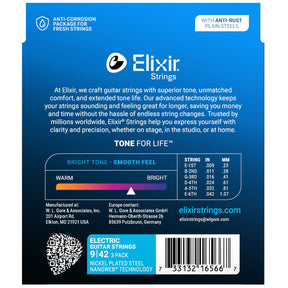 Elixir 16540 3-Pack Nanoweb Super Light Coated Electric Strings 09-42