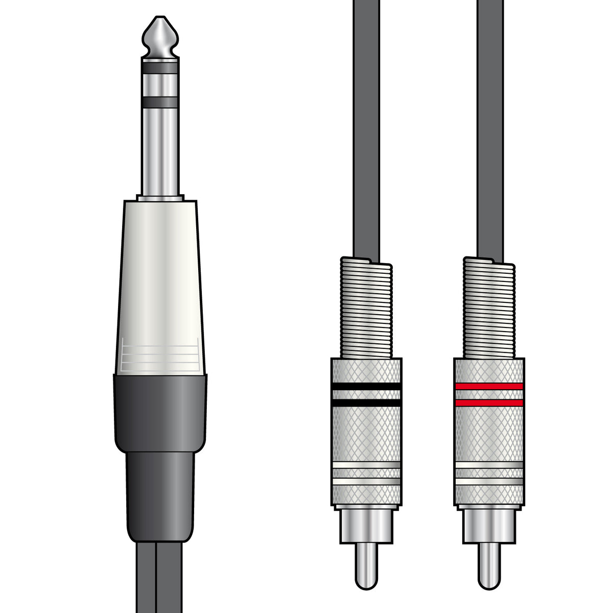 Classic Audio Leads 6.3mm TRS Jack Plug - 2 x RCA Plugs