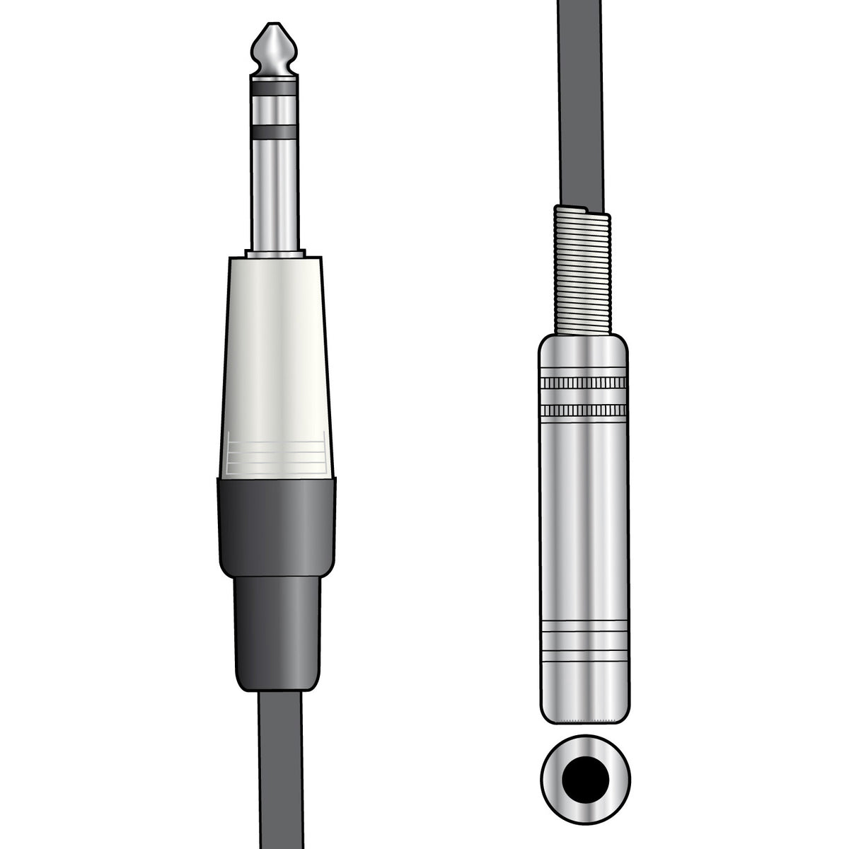 AV:Link Classic Audio Leads 6.3mm TRS Jack Plug - 6.3mm TRS Jack Socket - 6.0M