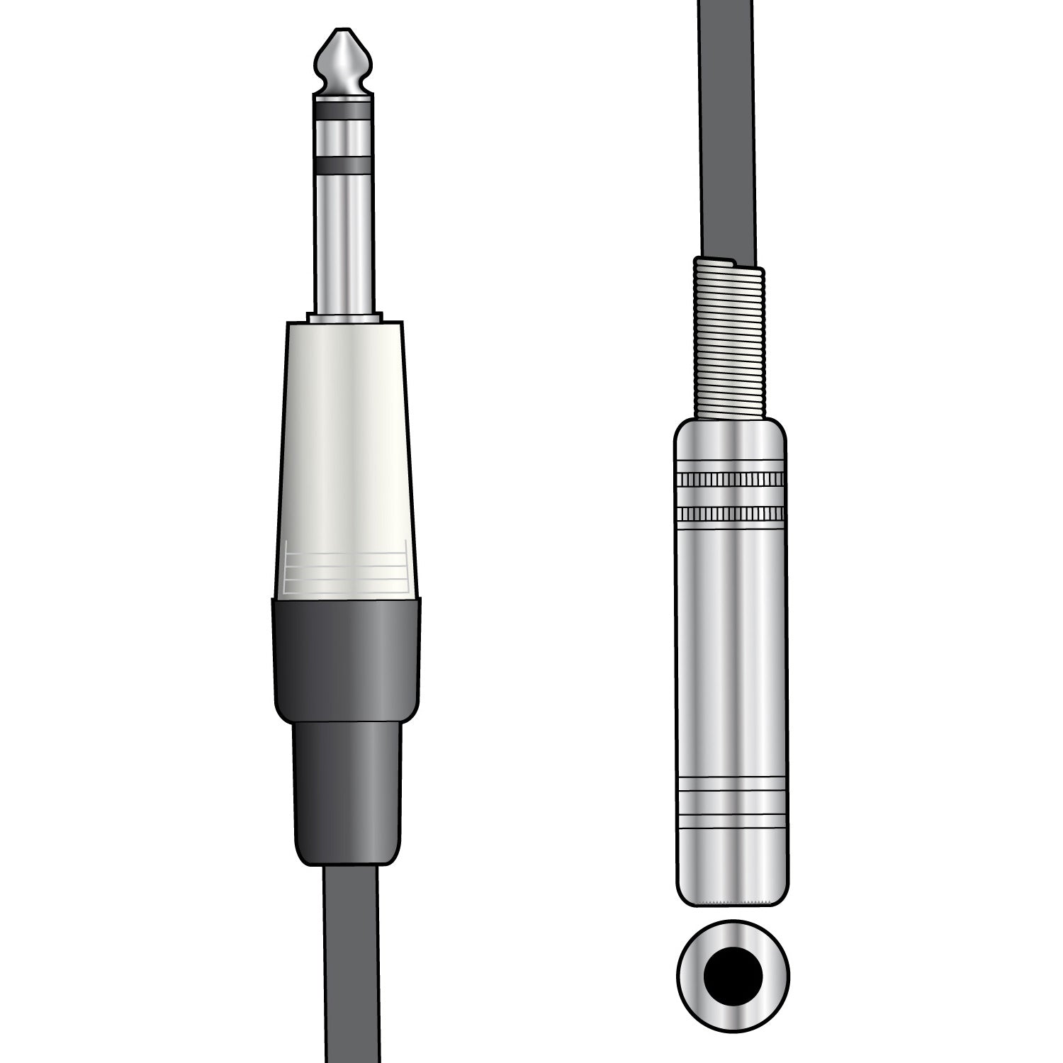 AV:Link Classic Audio Leads 6.3mm TRS Jack Plug - 6.3mm TRS Jack Socket - 6.0M