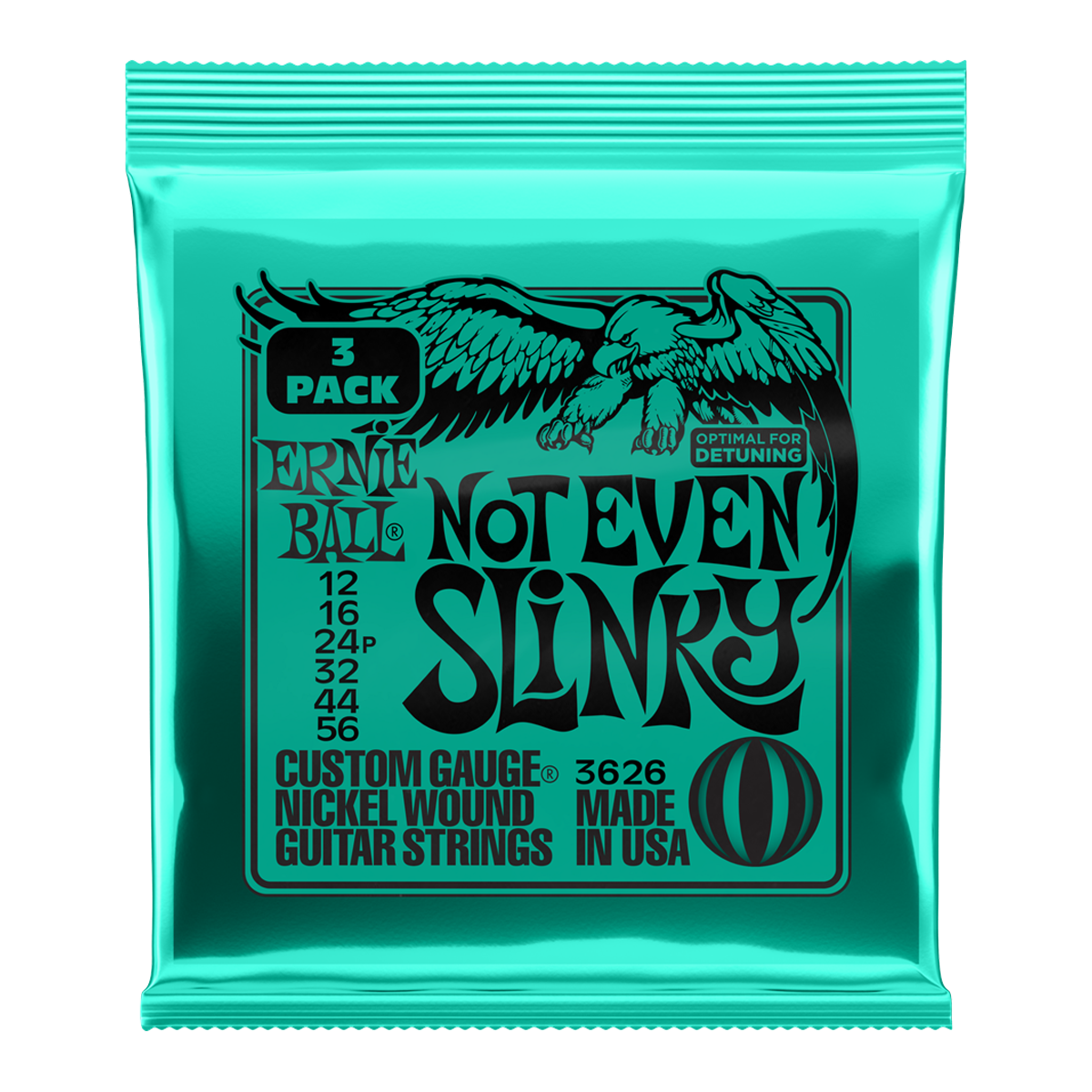 Ernie Ball 3626 Not Even Slinky Electric Guitar Strings 3 PACK - 12-56