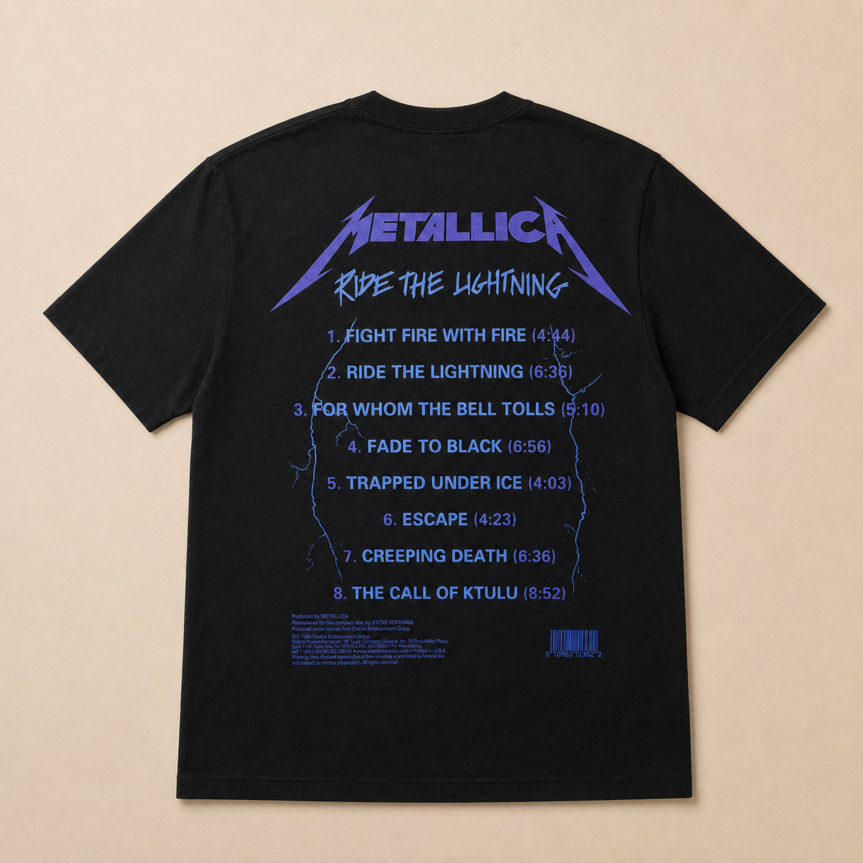 Metallica Unisex T-Shirt: Ride The Lightning Tracks - Black