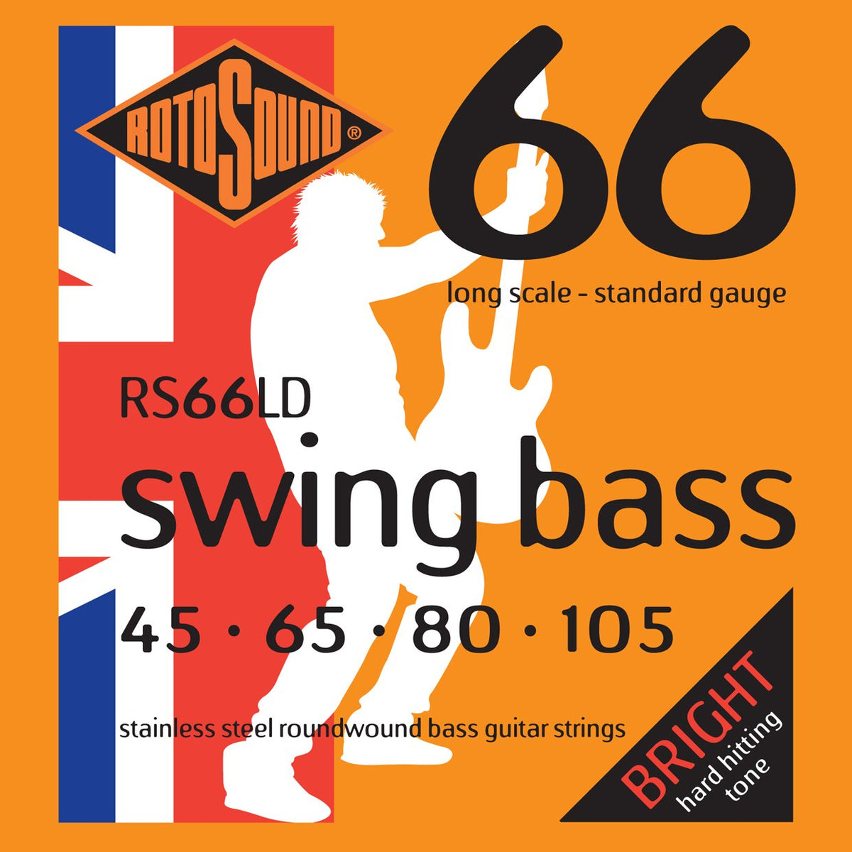 Rotosound RS66LD 4 String Swing Bass Standard Stainless Steel Long Scale Strings 45-105