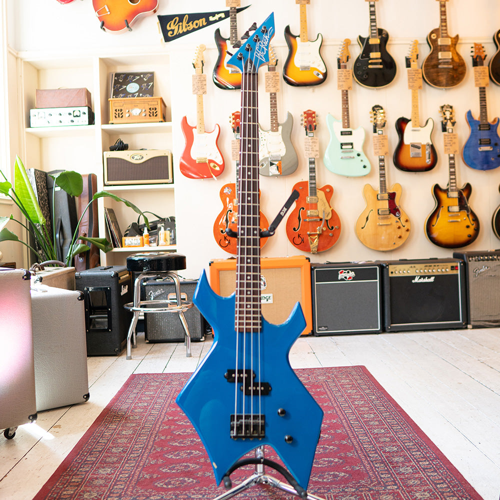 1990 BC Rich Platinum Pro Series Warlock Bass Guitar - Electric Blue - Preowned