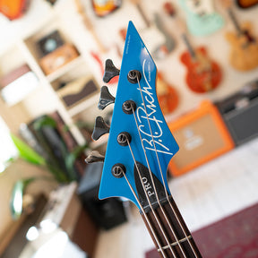 1990 BC Rich Platinum Pro Series Warlock Bass Guitar - Electric Blue - Preowned