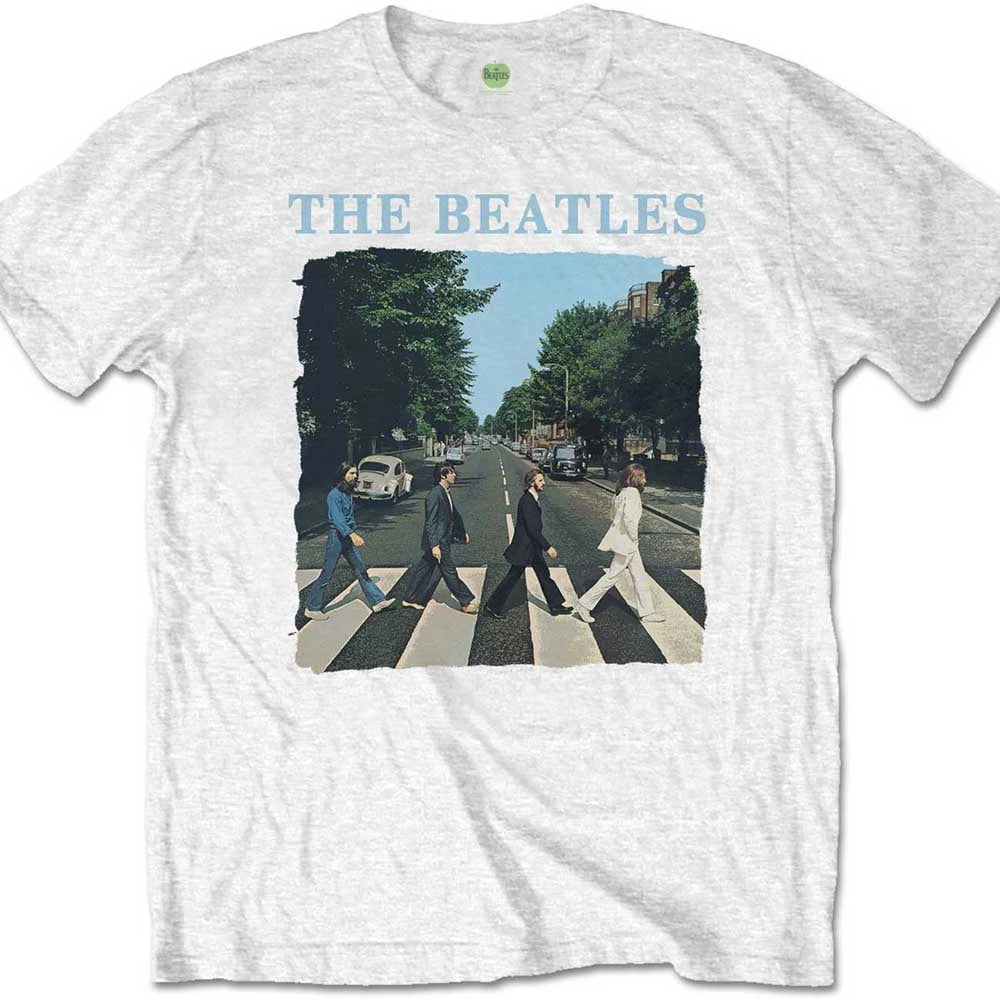 The Beatles Unisex T-Shirt: Abbey Road & Logo - White