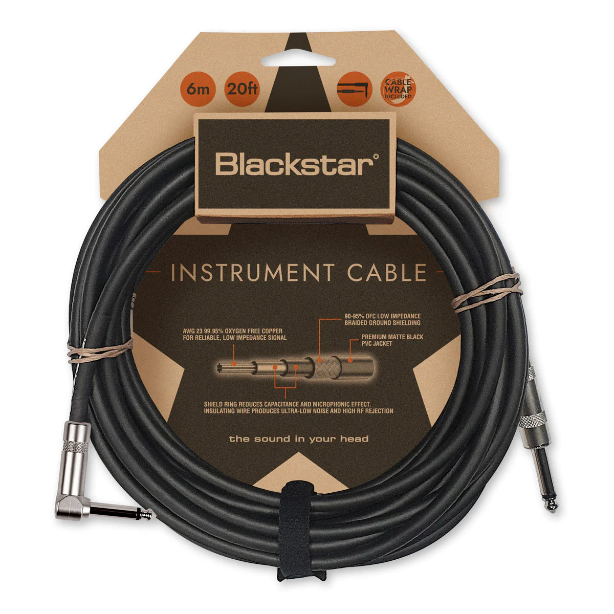 Blackstar Standard Guitar Cable - Straight to Angled - 6m / 20ft